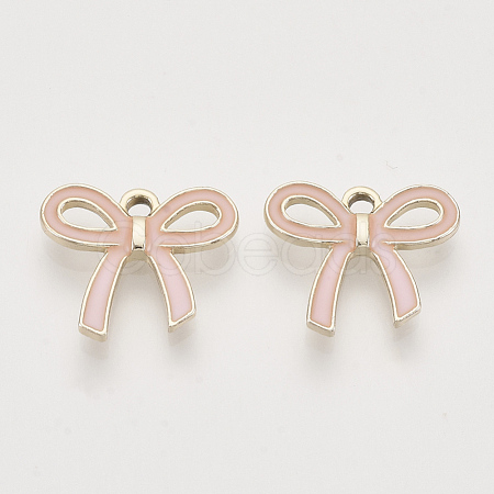 Light Gold Plated Alloy Pendants X-ENAM-T009-40A-1