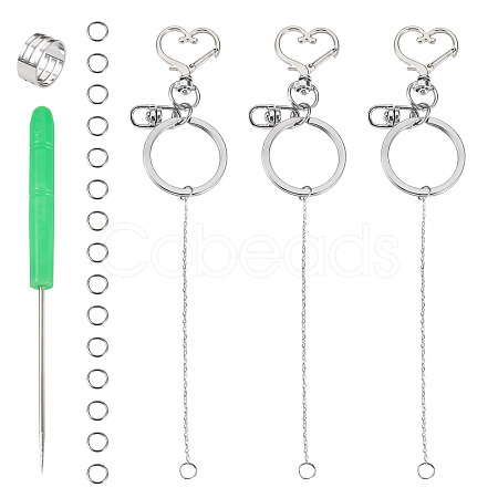 Alloy Heart Lipstick Keychains Making Kits DIY-TA0014-02-1