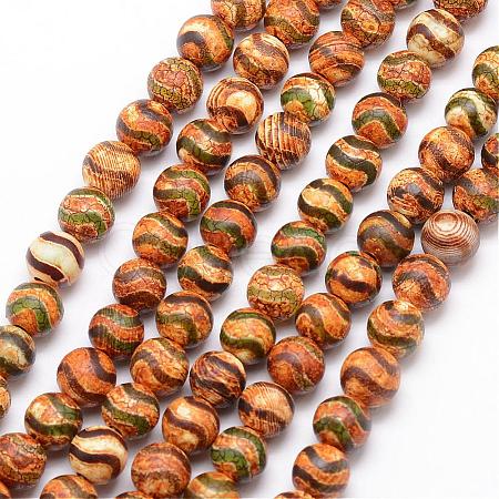 Tibetan Style Wave Pattern dZi Beads G-K166-02-8mm-L1-08-1