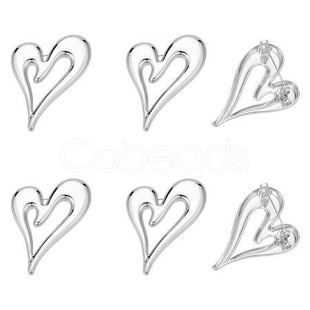 6Pcs Heart Zinc Alloy Lapel Pins for Backpack Clothes JEWB-UN0002-74P-1