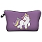 Unicorn Pattern Polyester Waterpoof Makeup Storage Bag, Multi-functional Travel Toilet Bag, Clutch Bag with Zipper for Women, Purple, 22x13.5cm