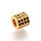 Brass Micro Pave Cubic Zirconia Beads, Hexagon, Golden, 7x8x7mm, Hole: 4mm