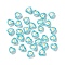 Transparent Glass Beads, Hand Drawn Beads, with Enamel, Heart with Flower Pattern, Cyan, 12x12x6.5mm, Hole: 0.9mm