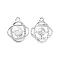 Alloy Rhinestone Pendants, with ABS Plastic Imitation Pearl Beads, Flower Charm, Platinum, 21.5x17.5x8mm, Hole: 2.5mm