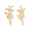 Natural Pearl Pendants, Flower Charms with Leaf, with Brass Findings, Real 14K Gold Plated, 29.5x11.5x8.5mm, Hole: 1.5mm