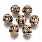 Handmade Indonesia Beads, with Crystal AB Rhinestone and Golden Tone Brass Findings, Round, Black, 20x19~20mm, Hole: 1.5~1.8mm