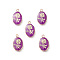 Natural Quartz Dyed Pendants, Oval Charms with Golden Brass Edge, 22x13x3~5.5mm, Hole: 1.8mm