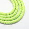 Handmade Polymer Clay Beads, Disc/Flat Round, Heishi Beads, Light Green, 4x1mm, Hole: 1mm, about 380~400pcs/strand, 17.7 inch