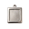 304 Stainless Steel Pendant Cabochon Settings, Rectangle Charm, Stainless Steel Color, Tray: 12x10.5mm,20x15x2.5mm, Hole: 1.6mm