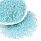 6/0 Transparent Inside Colours Glass Seed Round Beads, Round Hole, Pale Turquoise, 4x3mm, Hole: 1.2mm, 4500pcs/pound