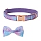 Adjustable Polyester Pet Collars, Bowknot Cat Dog Choker Necklace, with Side Release Buckle, Medium Purple, 330~500x20mm