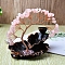 Natural Rose Quartz Chips Tree of Life Decorations, Burner Cone Stick Incense Holder with Copper Wire Feng Shui Energy Stone Gift for Women Men Meditation, 130x100mm