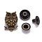 Brass Snap Buttons, Alloy Cap, Garment Buttons, Cadmium Free & Lead Free, Owl Shape, Antique Bronze, Cap: 21.5x15mm, Pin: 3mm, Stud: 10x4mm, knob: 4.5mm & 10x6.5mm, knob: 3.5mm, Socket: 12x4mm, half-drill: 5mm