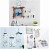 2Pcs 2 Colors Mediterranean Style Natural Wood Pendant Ornaments HJEW-FH0001-03-6
