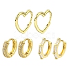 3Pairs 3 Style Clear Cubic Zirconia Heart & Rectangle & Ring Hoop Earrings EJEW-YW0001-05-2