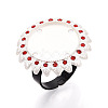 Adjustable Alloy & Iron & Rhinestone Bezel Cup Ring Base with Rotatable Tray MAK-T012-15S-1