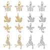 16Pcs 8 Style Brass Micro Pave Cubic Zirconia Charms ZIRC-DC0001-25-1