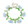 Flower Glass & Acrylic Charm Bracelets BJEW-JB10443-3