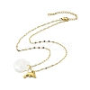 Summer Beach Natural Shell & 304 Stainless Steel Pendant Necklaces for Women NJEW-P323-01A-G-4