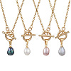 Natural Pearl Potato Pendant 304 Stainless Steel Cable Chain OT Necklaces NJEW-JN05951-2