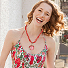 5Pcs 5 Style Resin Imitation Cat Eye Flat Round Pendant Necklaces Set NJEW-AN0001-12-5