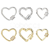 6Pcs 6 Styles Brass Micro Pave Clear Cubic Zirconia Screw Carabiner Lock Charms ZIRC-DC0001-40-1