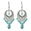 Synthetic Turquoise Beaded Long Drop Earrings EJEW-JE05389-02-1