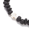 Synthetic Turquoise Cross & Natural Lava Rock Nuggets Beaded Bracelets BJEW-JB12193-01-3