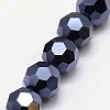 Full Plated Faceted(32 Facets) Round Electroplate Glass Strand Beads X-EGLA-J042-4mm-F01-3