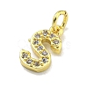 Letter Brass Micro Pave Clear Cubic Zirconia Pendants KK-K354-06G-S-2