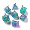 7 Styles Transparent Resin Polyhedral Dice Pendants Set RESI-A029-01Q-1