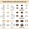 240Sets 12 Styles Brass Grommet Eyelet Findings KK-BC0012-01-2