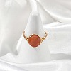 Natural Agate(Dyed & Heated) Copper Wire Finger Rings RJEW-JR01075-3