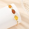 Oval Natural Amber and Pearl Cuff Bangles BJEW-JB14490-2