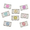 Brass Crystal Rhinestone Rectangle with Flower Multi-Strands Links KK-P306-21P-1