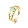 Square Brass Cat Eye Cuff Rings RJEW-G344-01G-5