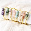 Natural Mixed Stone Beads Cuff Bangles for Women BJEW-Q035-01G-1