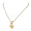 201 Stainless Steel Disc with Sun and Moon Pendant 304 Stainless Steel Paperclip Chain Necklaces with Natural Pearl Beads for Women NJEW-JN06328-4