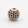 CZ Brass Micro Pave Grade AAA Black Color Cubic Zirconia Round Beads KK-O065-6mm-01RG-NR-1