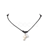 2Pcs 2 Colors Adjustable Dyed Synthetic Turquoise with Round Plastic Imitation Pearl Cross Pendant Black Waxed Polyester Cord Necklaces for Women NJEW-JN05384-2