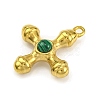 Synthetic Malachite & 304 Stainless Steel Cross Pendants STAS-H221-01G-04-2
