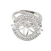 Flat Round Brass Micro Pave Cubic Zirconia Adjustable Ring Settings KK-K297-06P-2