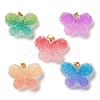 Transparent Resin Dotted Rhinetone Pendants RESI-N040-02G-RS-1