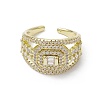 Rack Plating Brass Micro Pave Cubic Zirconia Open Cuff Rings RJEW-K257-31G-2