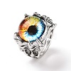 Evil Eye Glass Wide Band Rings for Men RJEW-E017-01AS-01-2