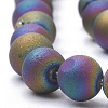 Electroplate Natural Druzy Geode Weathered Agate Beads Strands G-S284-6mm-04-3