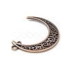 Tibetan Style Alloy Hollow Moon  2-Loop Link Pendants TIBEP-5312-R-FF-3