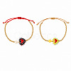 2Pcs 2 Colors Dyed Synthetic Turquoise Cross and Glass Heart Braided Bead Bracelets for Women PE0777-8-1
