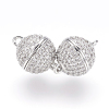 Brass Micro Pave Cubic Zirconia Magnetic Clasps with Loops ZIRC-E120-05P-10mm-NR-2