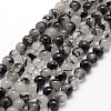 Natural Black Rutilated Quartz Bead Strands G-P217-32-6mm-1